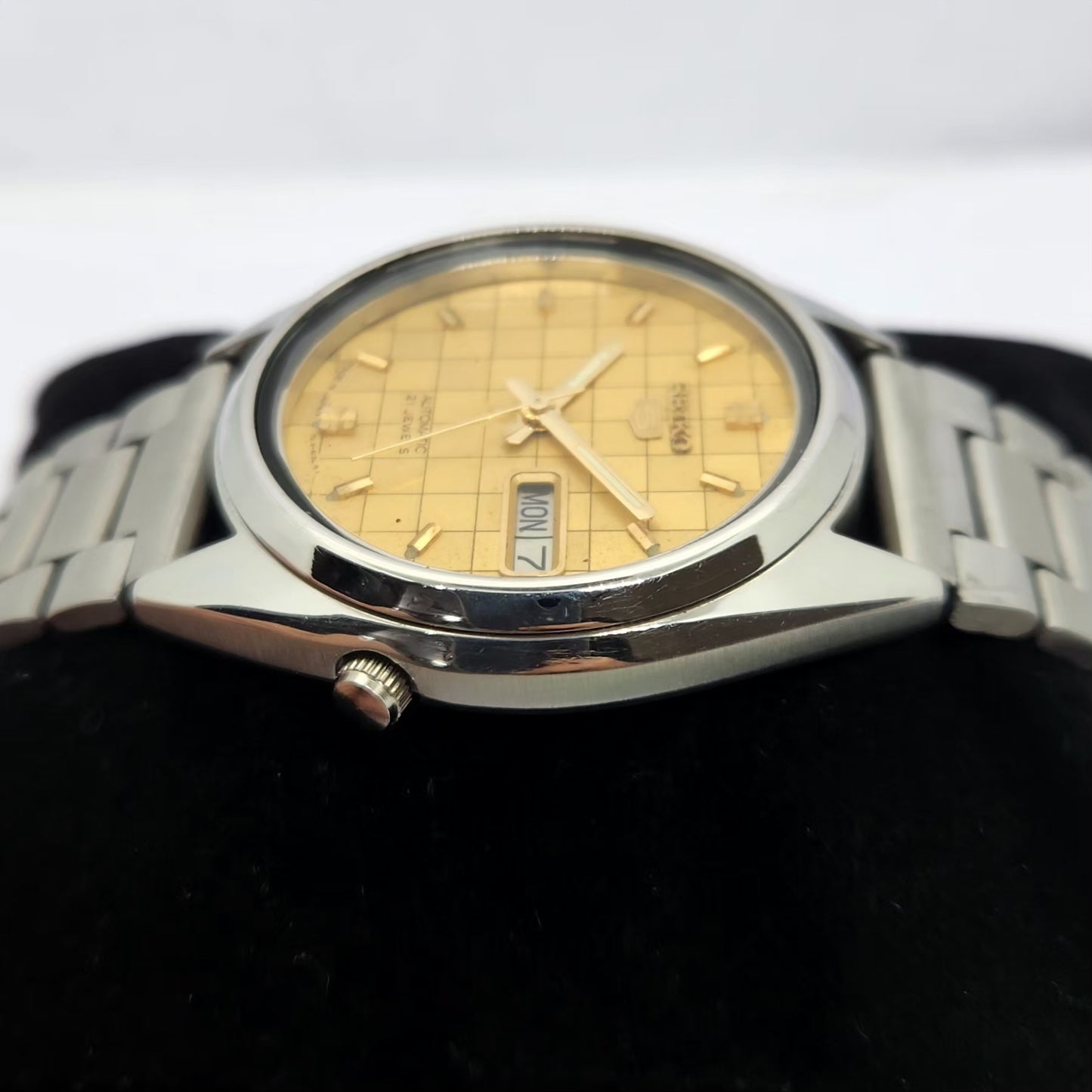 Vintage 1970 Original Seiko 5 Automatic 7019-8180 Gold Face 21 Jewels Day-Date Japanese Men's Wrist Watch OG316