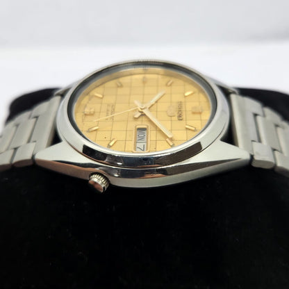 Vintage 1970 Original Seiko 5 Automatic 7019-8180 Gold Face 21 Jewels Day-Date Japanese Men's Wrist Watch OG316