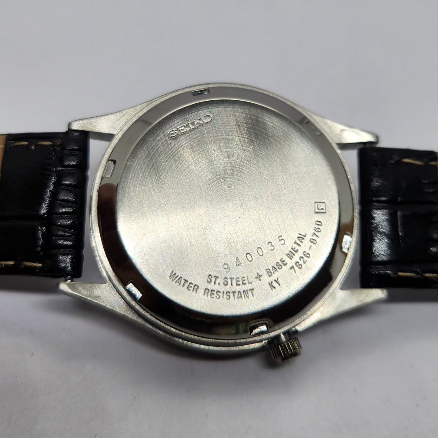 Vintage 1999 Original Seiko 5 Automatic 7S26-8760 Black Face 21 Jewels Day-Date Japanese Men's Wrist Watch OG317