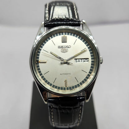 Vintage 1983 Original Seiko 5 Automatic 6309-8900 Silver Face 17 Jewels Day-Date Japanese Men's Wrist Watch OG318