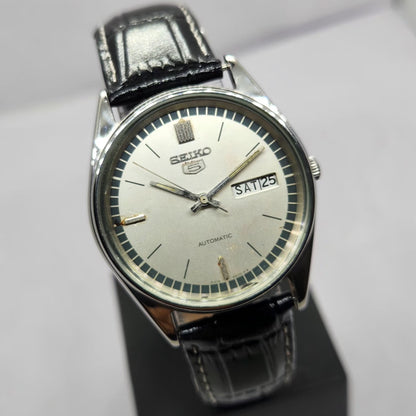 Vintage 1983 Original Seiko 5 Automatic 6309-8900 Silver Face 17 Jewels Day-Date Japanese Men's Wrist Watch OG318