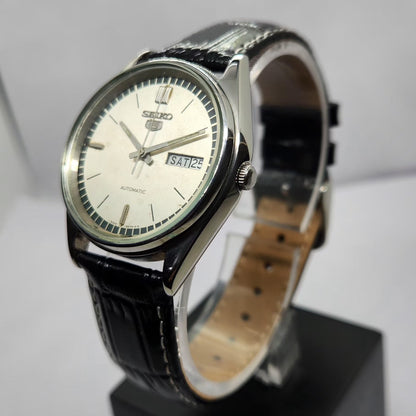 Vintage 1983 Original Seiko 5 Automatic 6309-8900 Silver Face 17 Jewels Day-Date Japanese Men's Wrist Watch OG318