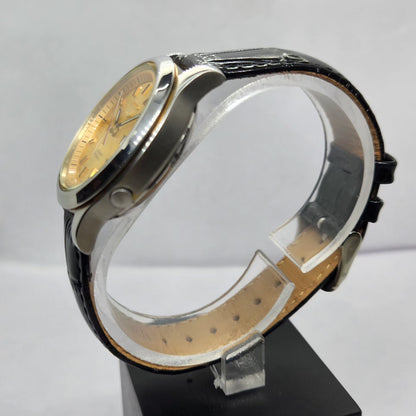 Vintage 1980 Original Seiko 5 Automatic 7S26 Gold Face 21 Jewels Day-Date Japanese Men's Wrist Watch OG322
