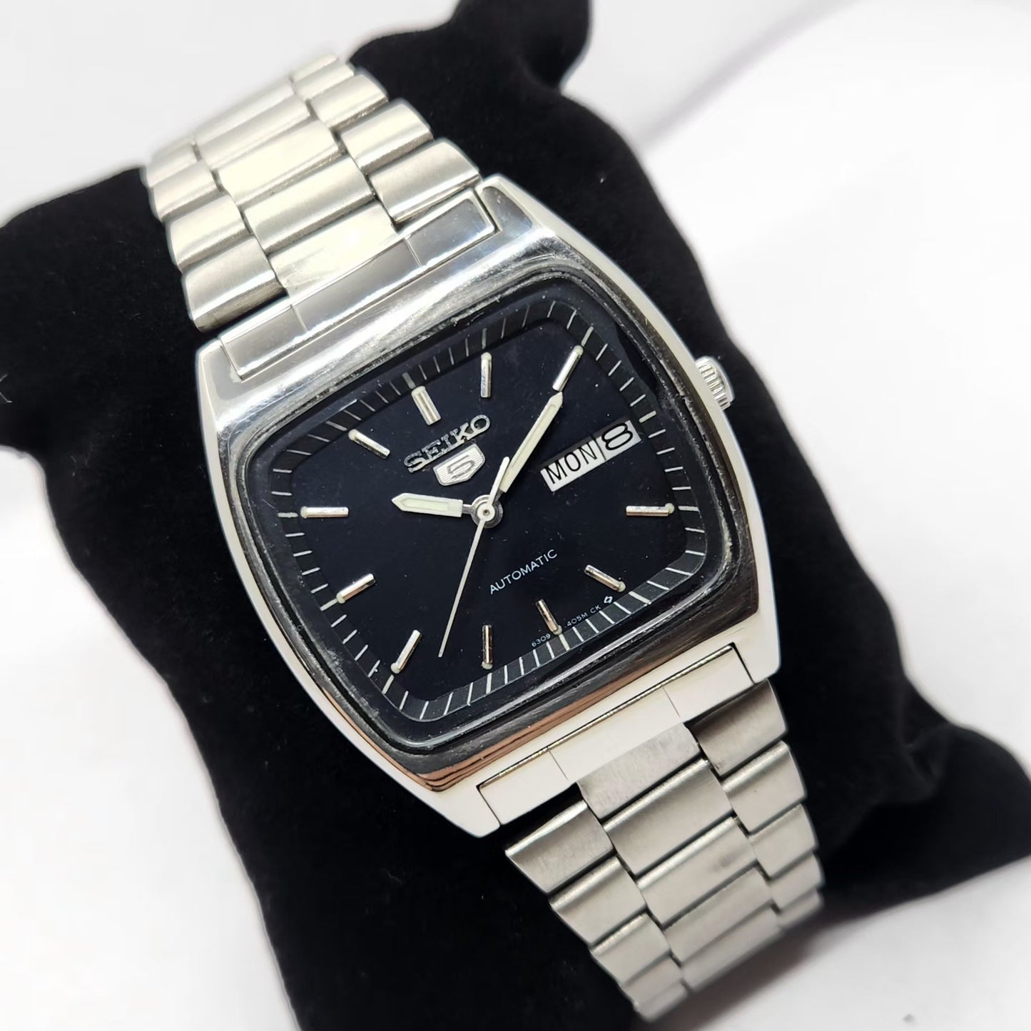 Vintage 1976 Original Seiko 5 Automatic 6309-8220 Black Face 17 Jewels Day-Date Japanese Men's Wrist Watch OG325
