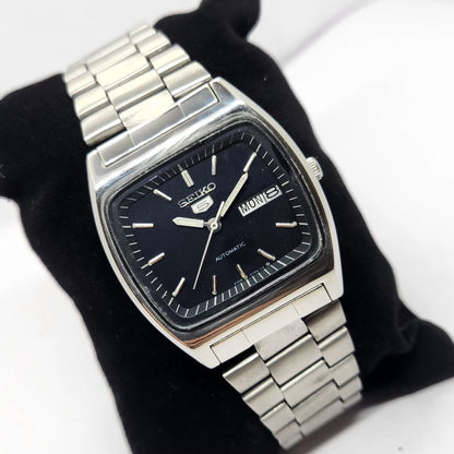 Vintage 1976 Original Seiko 5 Automatic 6309-8220 Black Face 17 Jewels Day-Date Japanese Men's Wrist Watch OG325