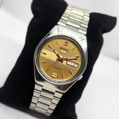 Vintage 1998 Original Seiko 5 Automatic 7S26-6000 Gold Face 21 Jewels Day-Date Japanese Men's Wrist Watch OG327