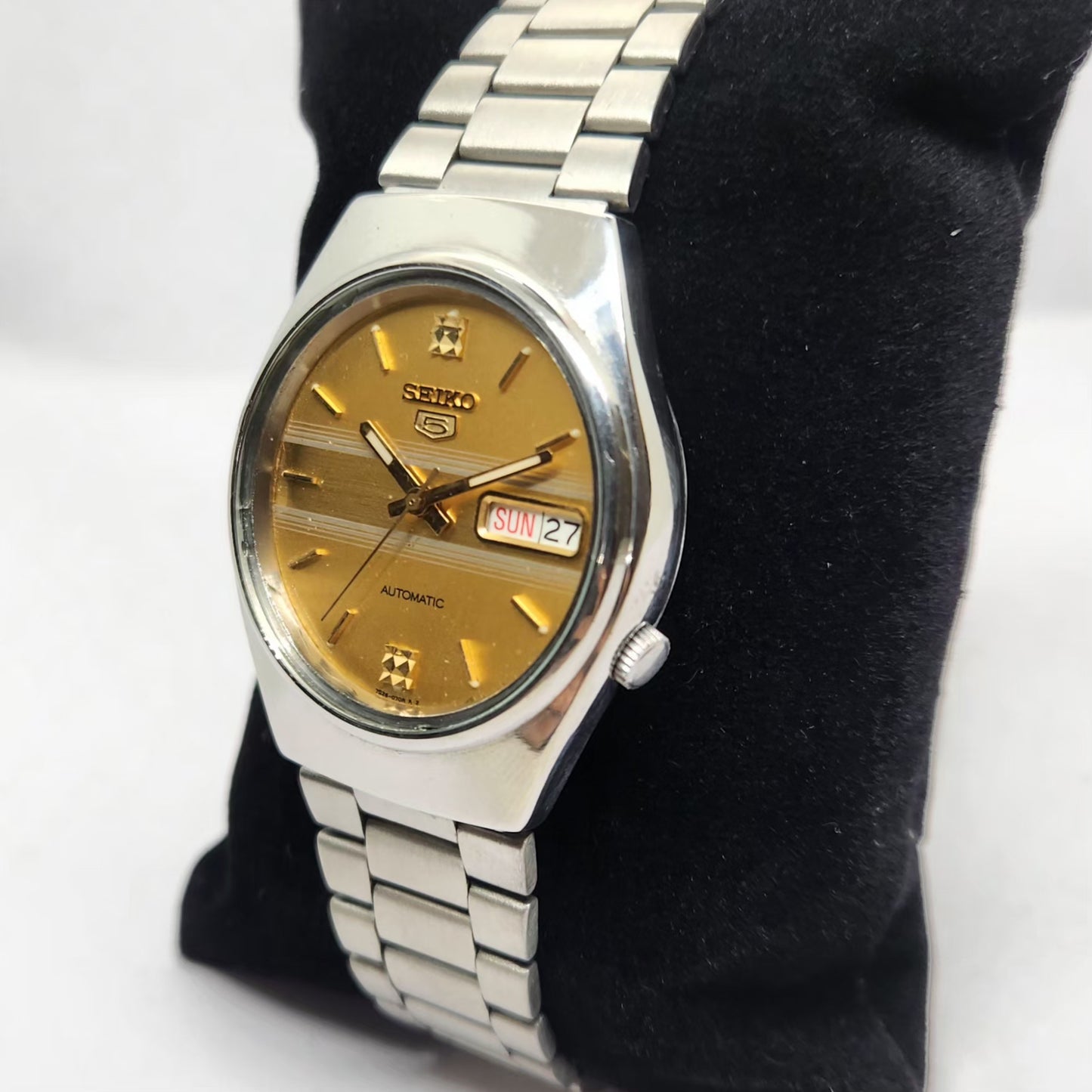 Vintage 1998 Original Seiko 5 Automatic 7S26-6000 Gold Face 21 Jewels Day-Date Japanese Men's Wrist Watch OG327