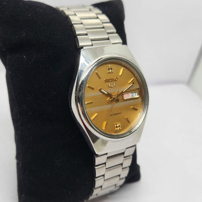 Vintage 1998 Original Seiko 5 Automatic 7S26-6000 Gold Face 21 Jewels Day-Date Japanese Men's Wrist Watch OG327
