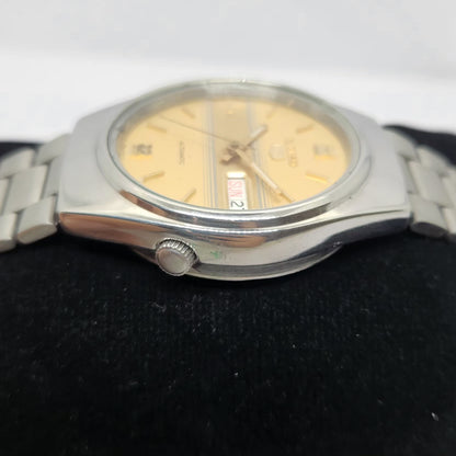 Vintage 1998 Original Seiko 5 Automatic 7S26-6000 Gold Face 21 Jewels Day-Date Japanese Men's Wrist Watch OG327