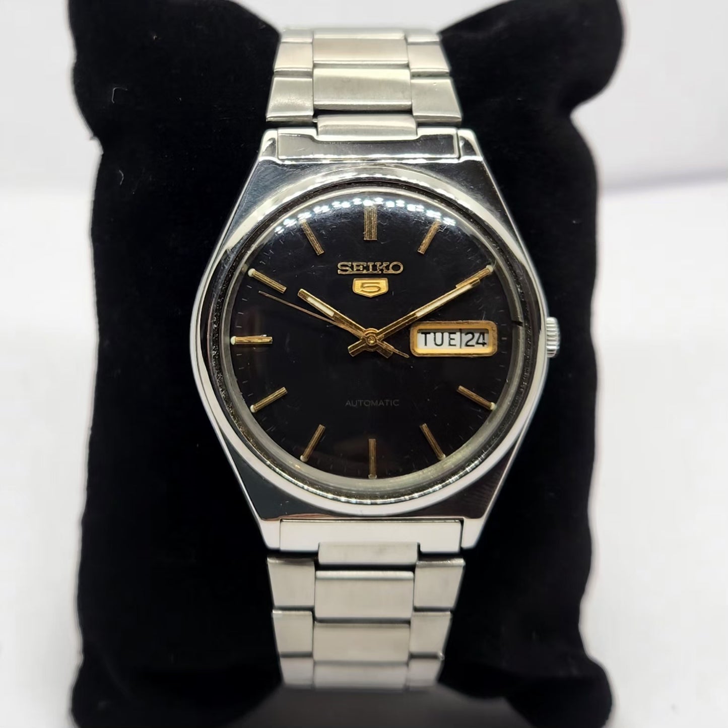 Vintage 1983 Original Seiko 5 Automatic 6309-581A Black Face 17 Jewels Day-Date Japanese Men's Wrist Watch OG328
