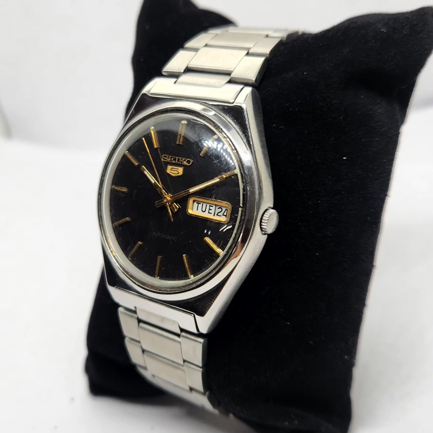 Vintage 1983 Original Seiko 5 Automatic 6309-581A Black Face 17 Jewels Day-Date Japanese Men's Wrist Watch OG328