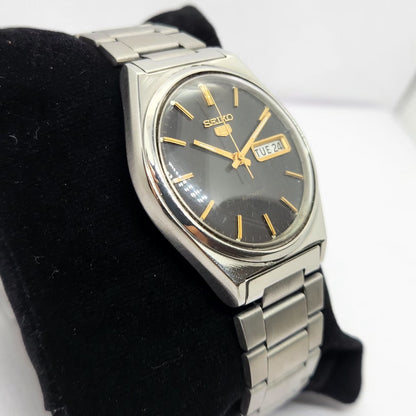 Vintage 1983 Original Seiko 5 Automatic 6309-581A Black Face 17 Jewels Day-Date Japanese Men's Wrist Watch OG328