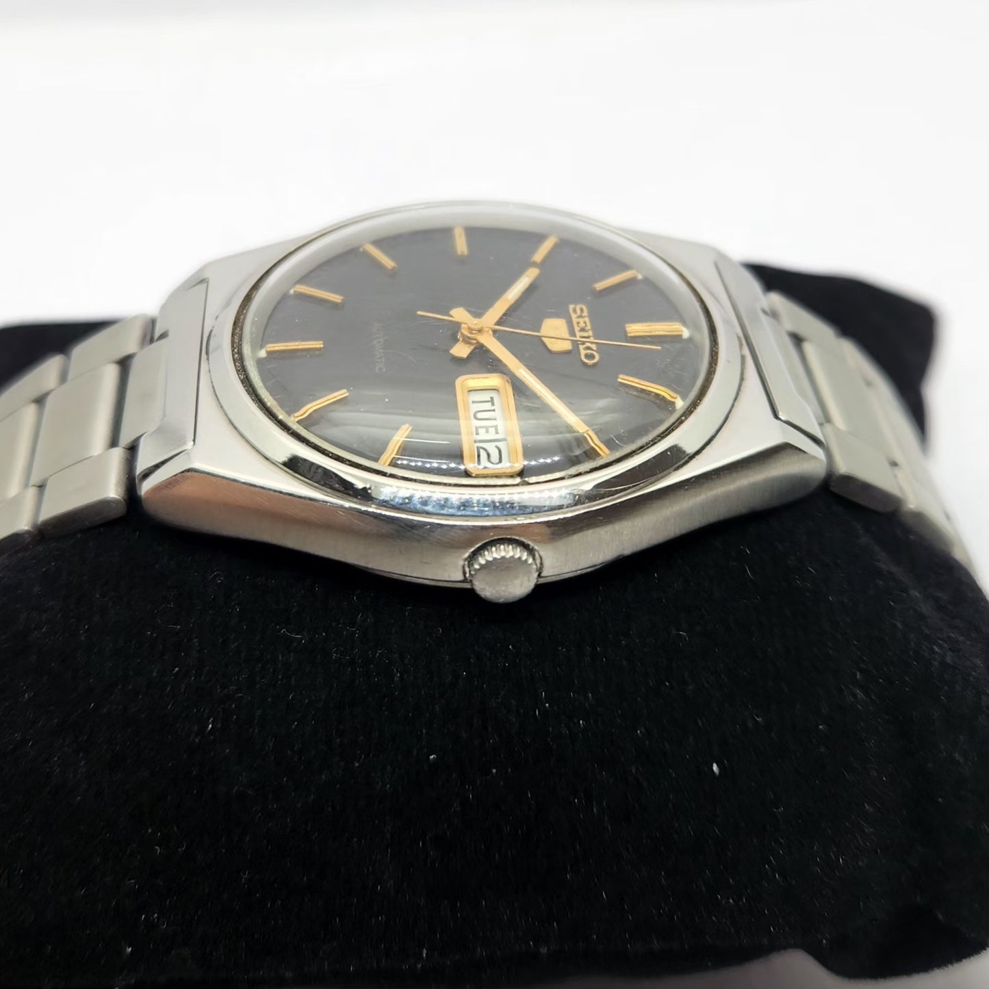 Vintage 1983 Original Seiko 5 Automatic 6309-581A Black Face 17 Jewels Day-Date Japanese Men's Wrist Watch OG328