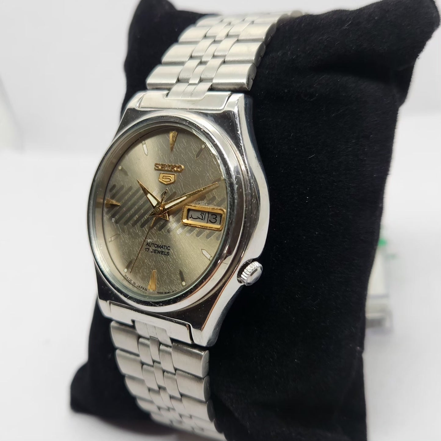 Vintage 1985 Original Seiko 5 Automatic 7009-3170 Silver Face 17 Jewels Day-Date Japanese Men's Wrist Watch OG329