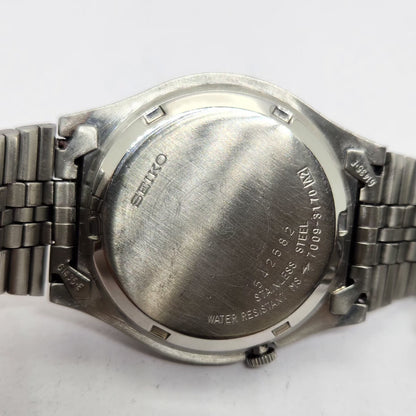 Vintage 1985 Original Seiko 5 Automatic 7009-3170 Silver Face 17 Jewels Day-Date Japanese Men's Wrist Watch OG329