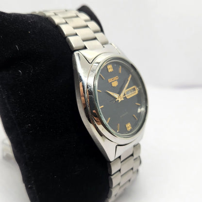Vintage 1983 Original Seiko 5 Automatic 7009-3041 Blue Face 17 Jewels Day-Date Japanese Men's Wrist Watch OG330