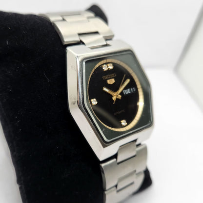 Vintage 1981 Original Seiko 5 Automatic 6309-5450 Black Face 17 Jewels Day-Date Japanese Men's Wrist Watch OG332