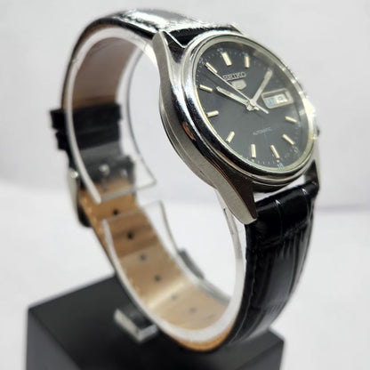 Vintage 1980 Original Seiko 5 Automatic 7009-209A Black Face 17 Jewels Day-Date Japanese Men's Wrist Watch OG344