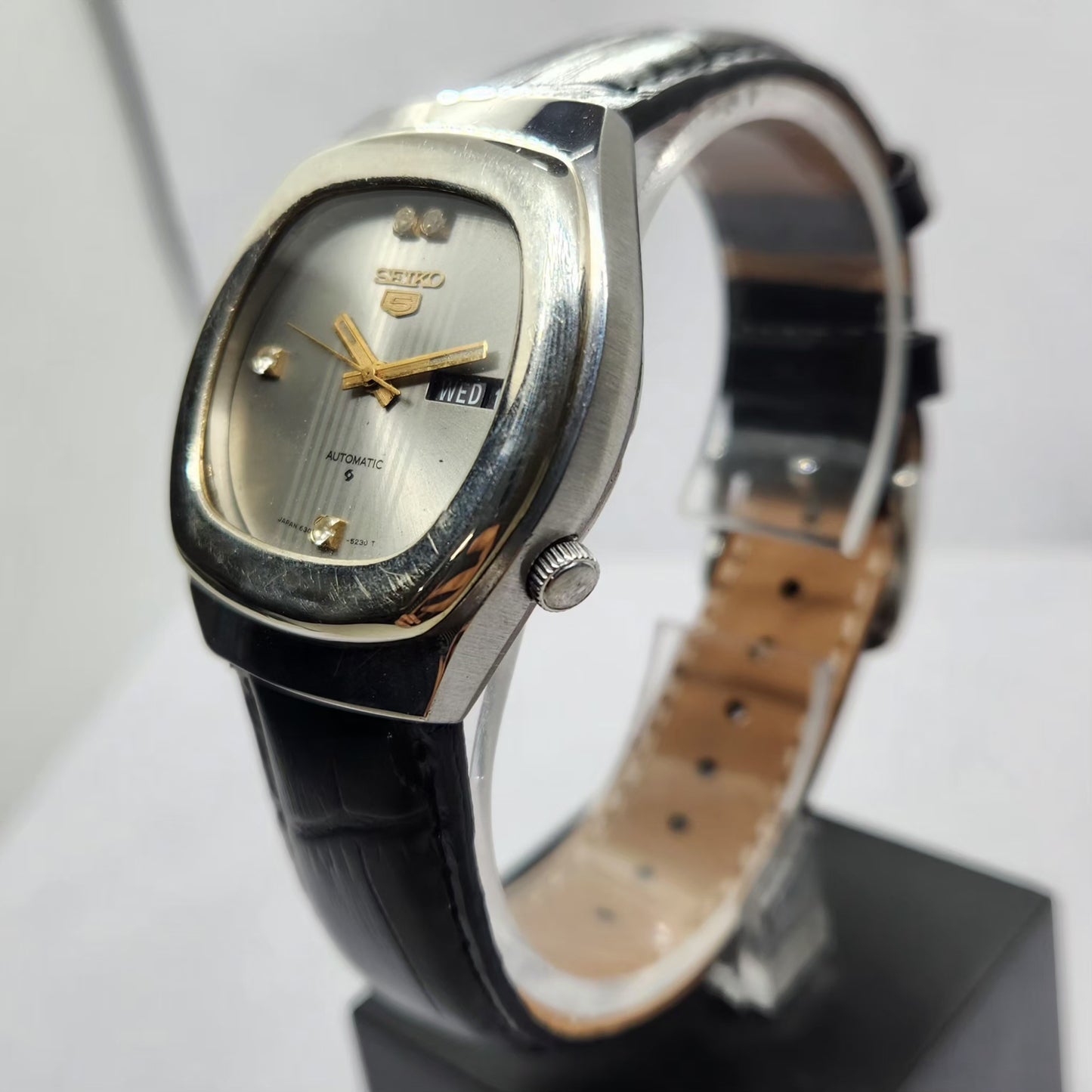 Vintage 1982 Original Seiko 5 Automatic 6309-7090 Silver Face 17 Jewels Day-Date Japanese Men's Wrist Watch OG347