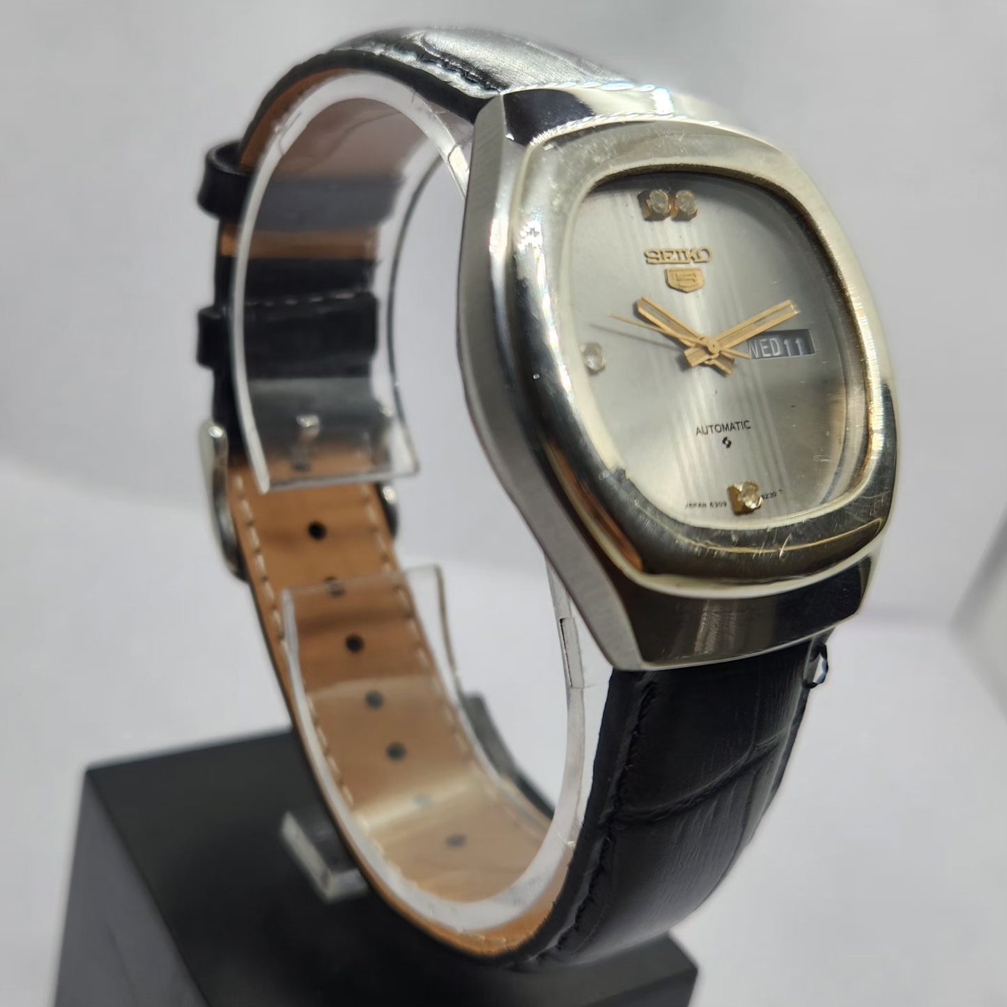 Vintage 1982 Original Seiko 5 Automatic 6309-7090 Silver Face 17 Jewels Day-Date Japanese Men's Wrist Watch OG347