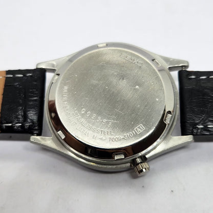 Vintage 1980 Original Seiko 5 Automatic 7009-3101 White Face 17 Jewels Day-Date Japanese Men's Wrist Watch OG350