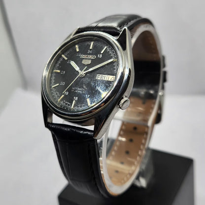 Vintage 1982 Original Seiko 5 Automatic 7009-876A Black Face 17 Jewels Day-Date Japanese Men's Wrist Watch OG353