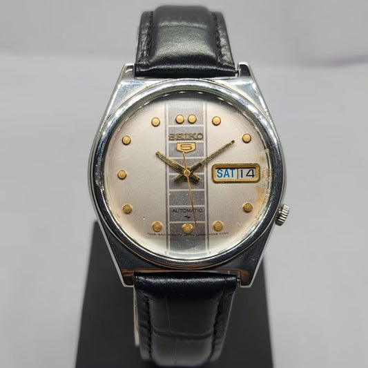 Vintage 1980 Original Seiko 5 Automatic 7009-3041 Beach Face 17 Jewels Day-Date Japanese Men's Wrist Watch OG355