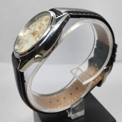 Vintage 1980 Original Seiko 5 Automatic 7S26 Silver Face 21 Jewels Day-Date Japanese Men's Wrist Watch OG356
