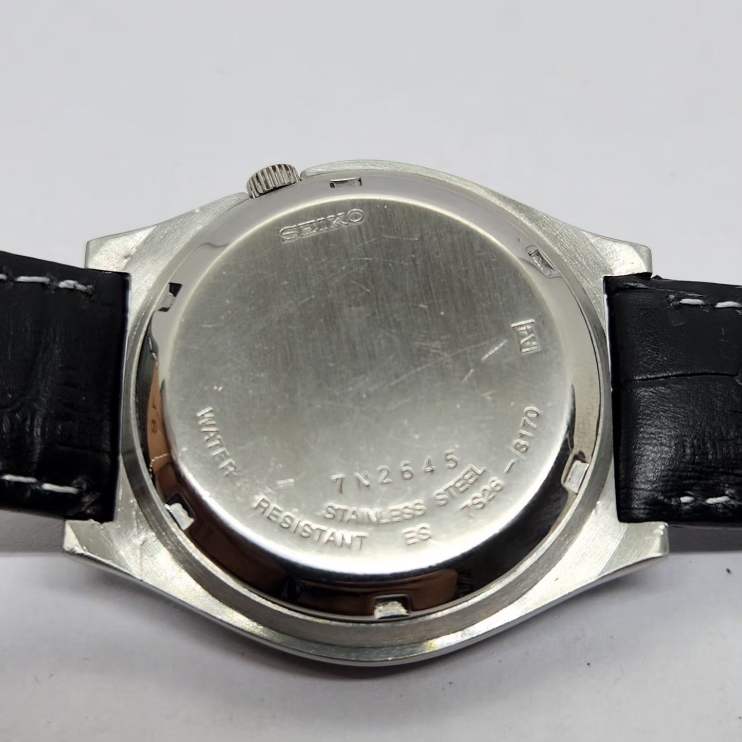 Vintage 1997 Original Seiko 5 Automatic 7S26-3170 Silver Face 21 Jewels Day-Date Japanese Men's Wrist Watch OG357