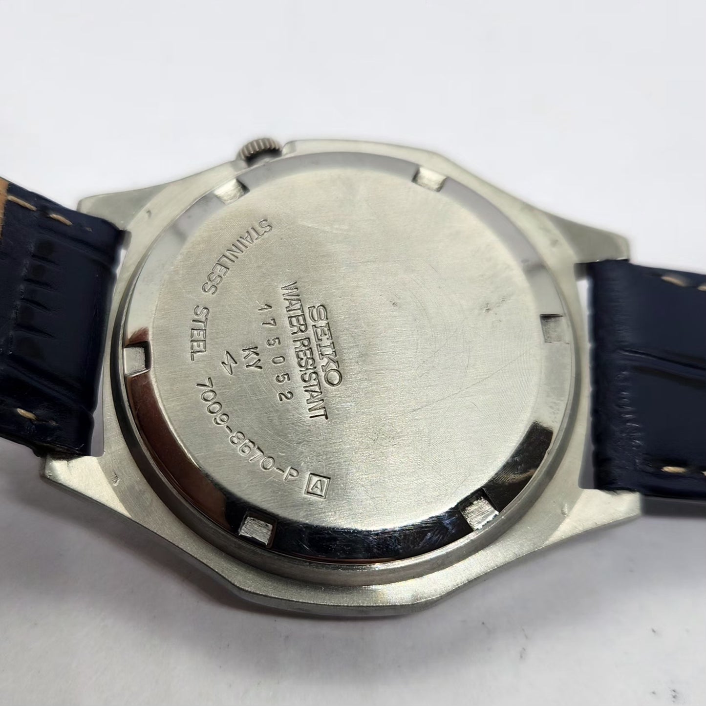 Vintage 1981 Original Seiko 5 Automatic 7009-8670 Blue Face 17 Jewels Day-Date Japanese Men's Wrist Watch OG358