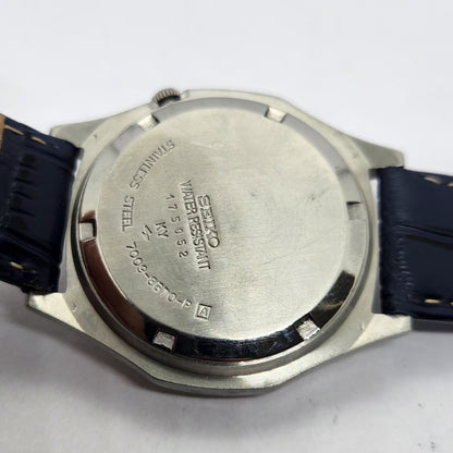 Vintage 1981 Original Seiko 5 Automatic 7009-8670 Blue Face 17 Jewels Day-Date Japanese Men's Wrist Watch OG358