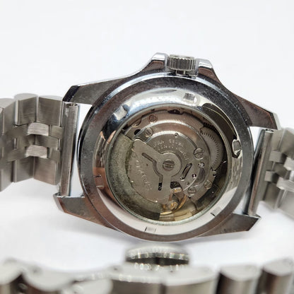 Vintage MOD Seiko Sports Automatic Cal. 6309 17 Jewels Green Face Jubilee Bracelet Rotating Bezel Men's Wrist Watch P6