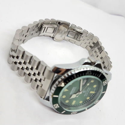 Vintage MOD Seiko Sports Automatic Cal. 6309 17 Jewels Green Face Jubilee Bracelet Rotating Bezel Men's Wrist Watch P6