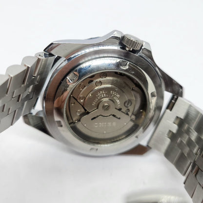 Vintage MOD Seiko Sports Automatic Cal. 6309 17 Jewels White Face Jubilee Bracelet Rotating Bezel Men's Wrist Watch P7