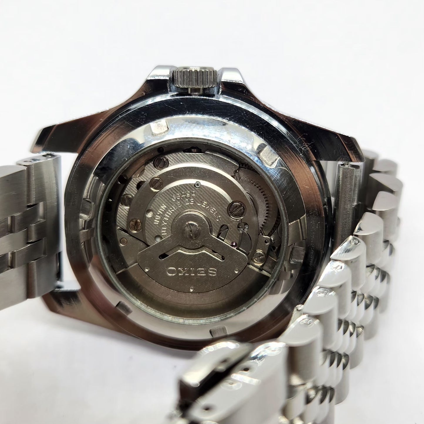 Vintage MOD Seiko Sports Automatic Cal. 6309 17 Jewels Black Face Jubilee Bracelet Rotating Bezel Men's Wrist Watch P8