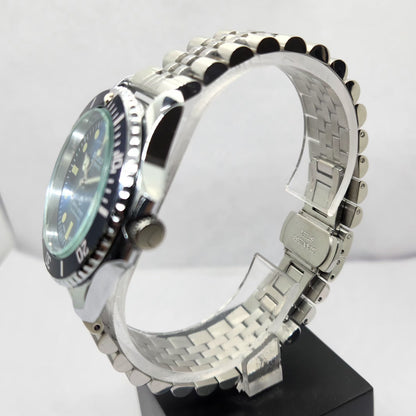 Vintage MOD Seiko Sports Automatic Cal. 6309 17 Jewels Blue Face Jubilee Bracelet Rotating Bezel Men's Wrist Watch P9
