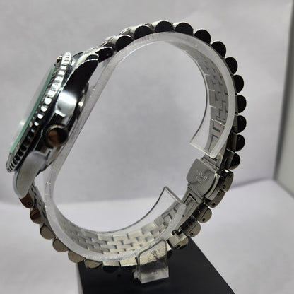 Vintage MOD Seiko Sports Automatic Cal. 6309 17 Jewels Green Face Jubilee Bracelet Rotating Bezel Men's Wrist Watch P10