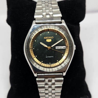 Vintage 1982 Original Seiko 5 Automatic 6309-569A Green Face 17 Jewels Day-Date Japanese Men's Wrist Watch OG336
