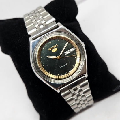 Vintage 1982 Original Seiko 5 Automatic 6309-569A Green Face 17 Jewels Day-Date Japanese Men's Wrist Watch OG336