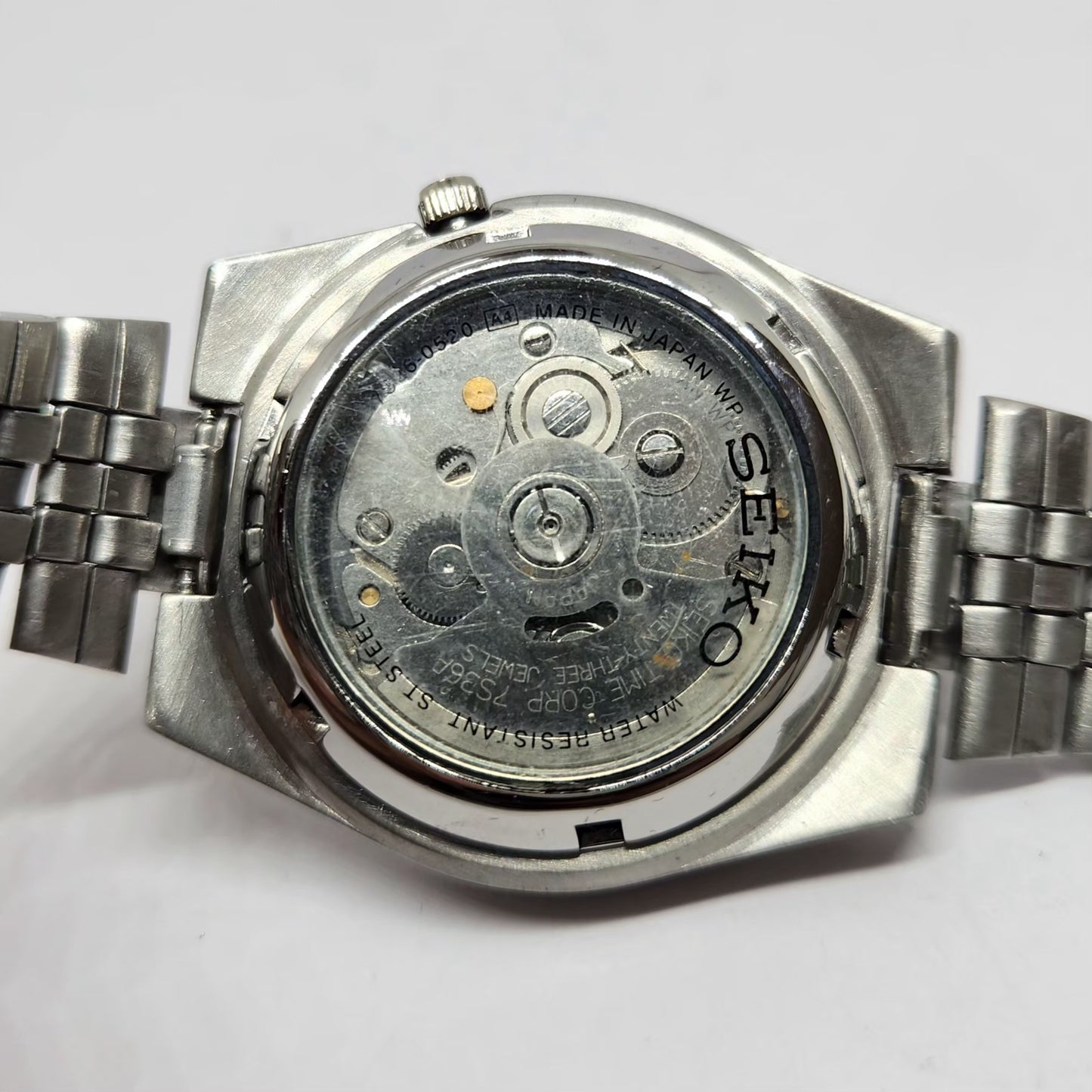 Vintage 2003 Original Seiko 5 Automatic 7S26-0520 White Face 21 Jewels Day-Date Japanese Men's Wrist Watch OG337