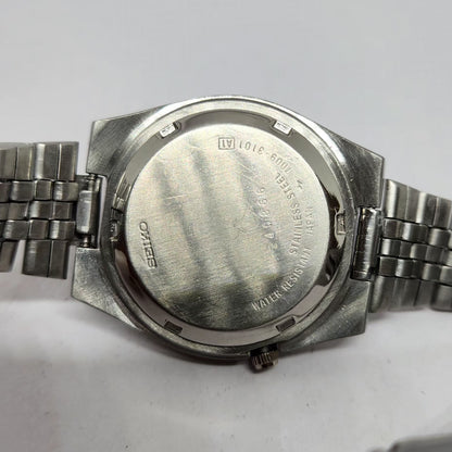 Vintage 1982 Original Seiko 5 Automatic 7009-3101 Black Face Railway Time Day-Date Japanese Men's Wrist Watch OG338