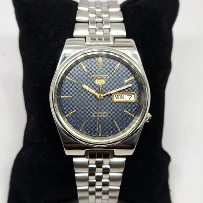 Vintage 1999 Original Seiko 5 Automatic 7S26-03X0 Blue Face 21 Jewels Day-Date Japanese Men's Wrist Watch OG341