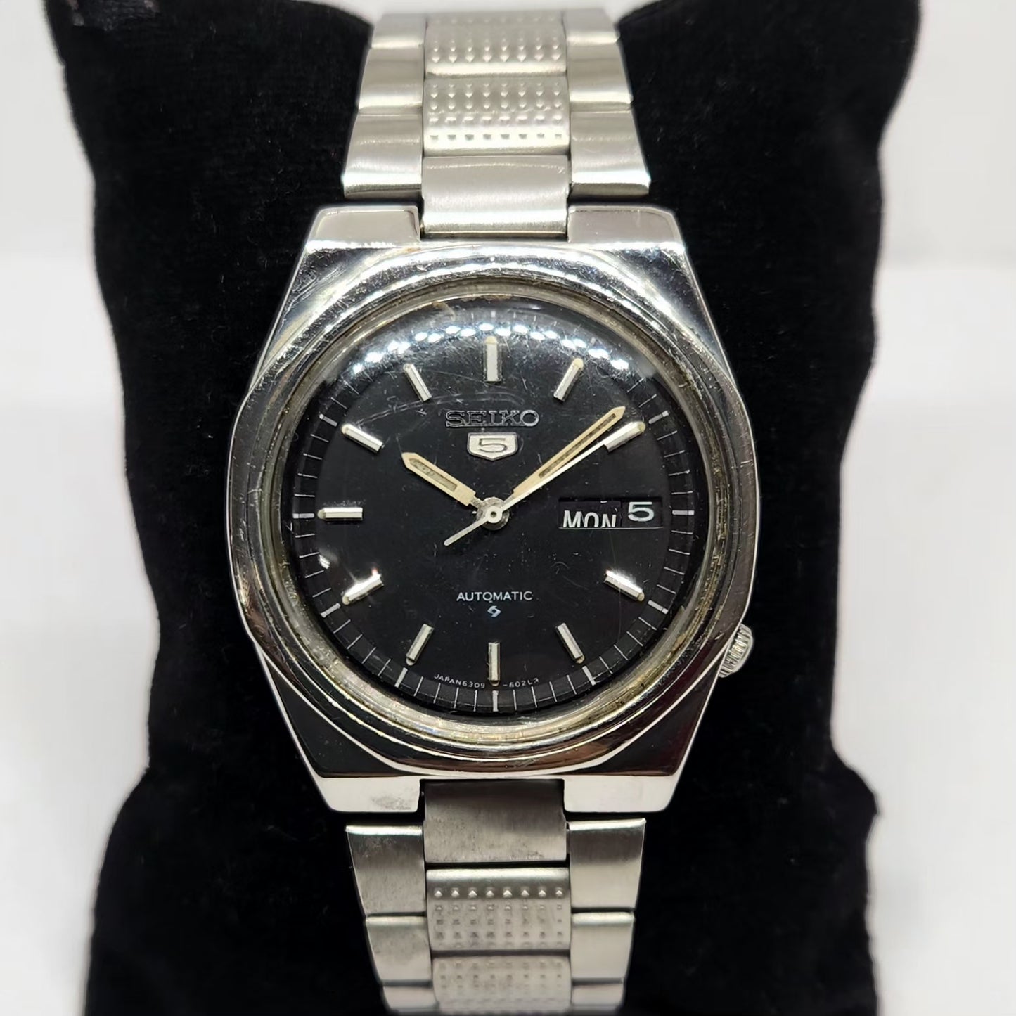 Vintage 1978 Original Seiko 5 Automatic 6309-8170 Black Face 17 Jewels Day-Date Japanese Men's Wrist Watch OG343