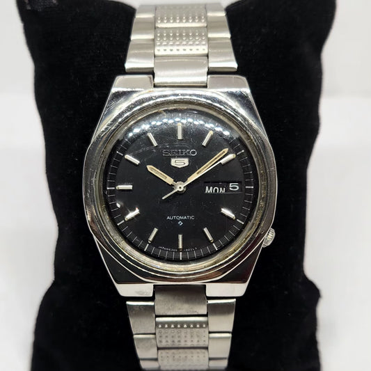 Vintage 1978 Original Seiko 5 Automatic 6309-8170 Black Face 17 Jewels Day-Date Japanese Men's Wrist Watch OG343