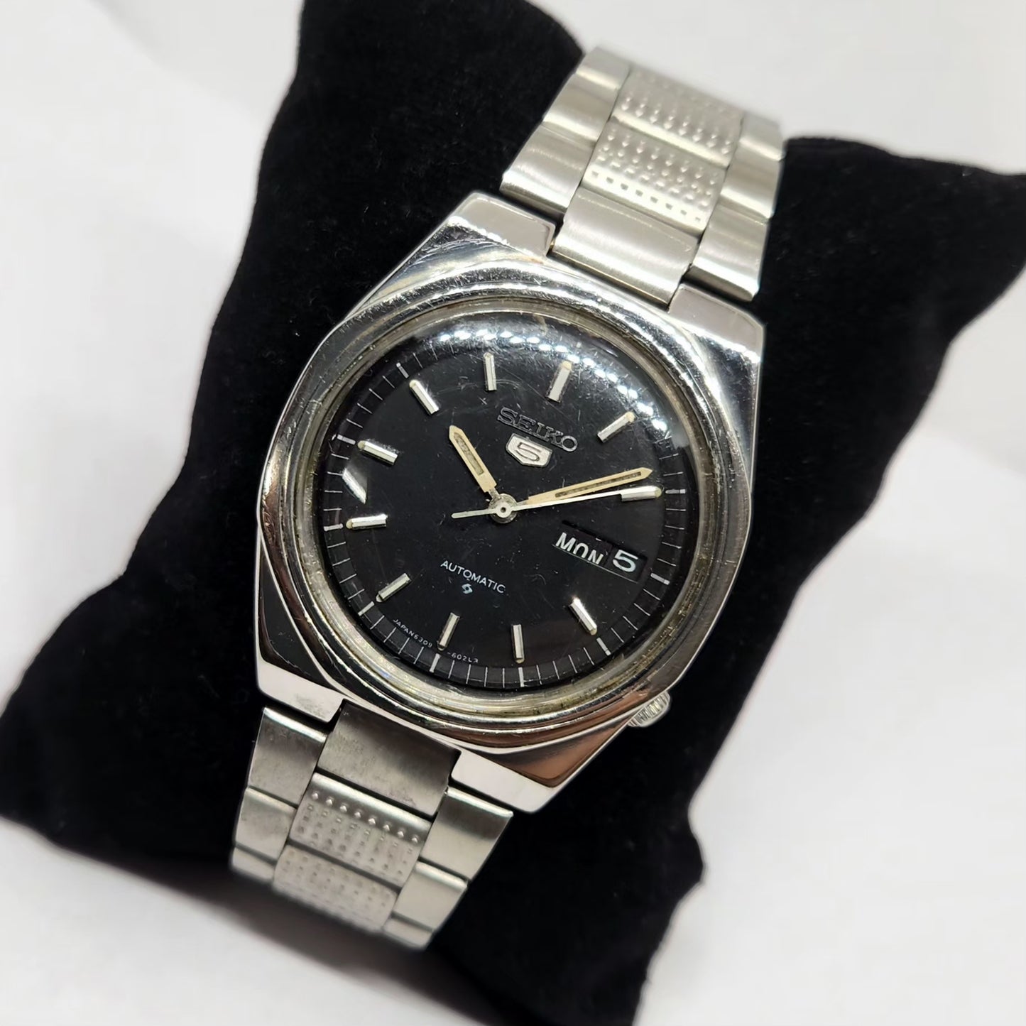 Vintage 1978 Original Seiko 5 Automatic 6309-8170 Black Face 17 Jewels Day-Date Japanese Men's Wrist Watch OG343