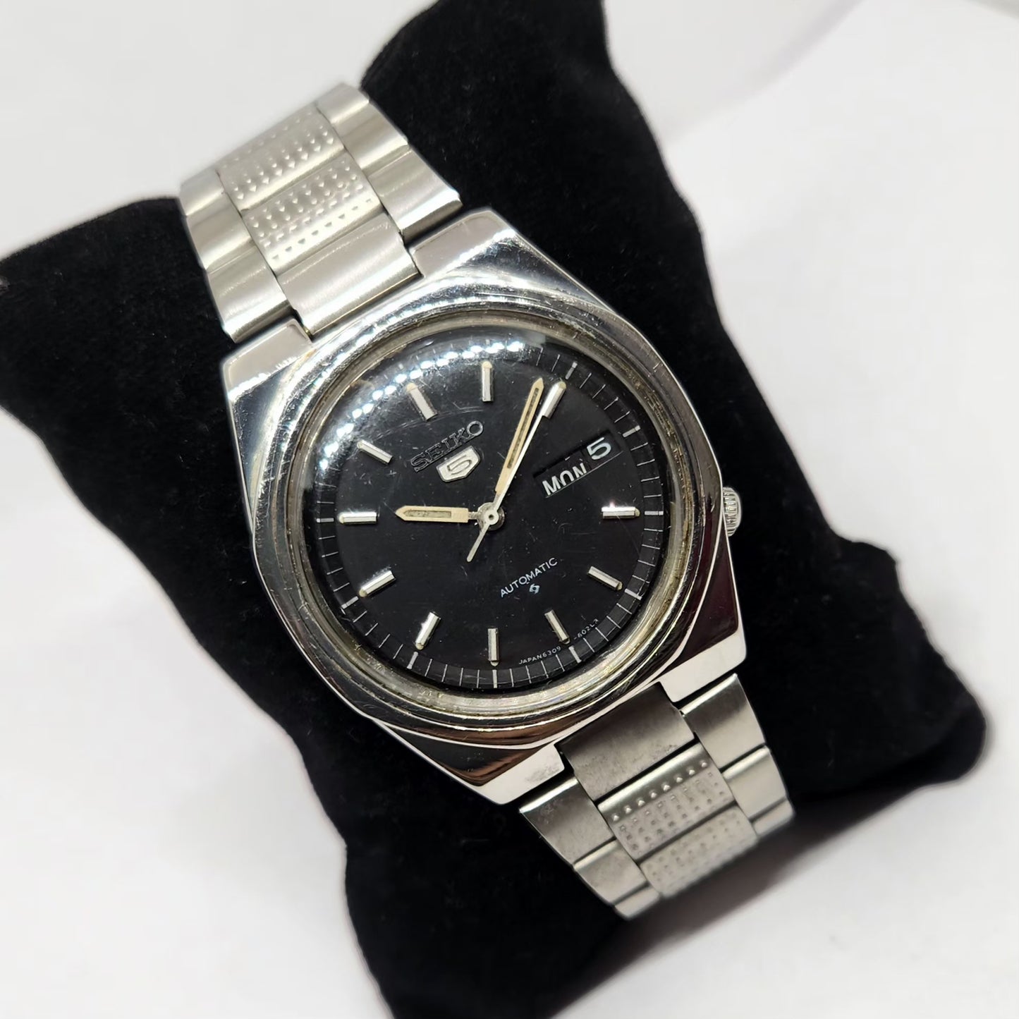 Vintage 1978 Original Seiko 5 Automatic 6309-8170 Black Face 17 Jewels Day-Date Japanese Men's Wrist Watch OG343