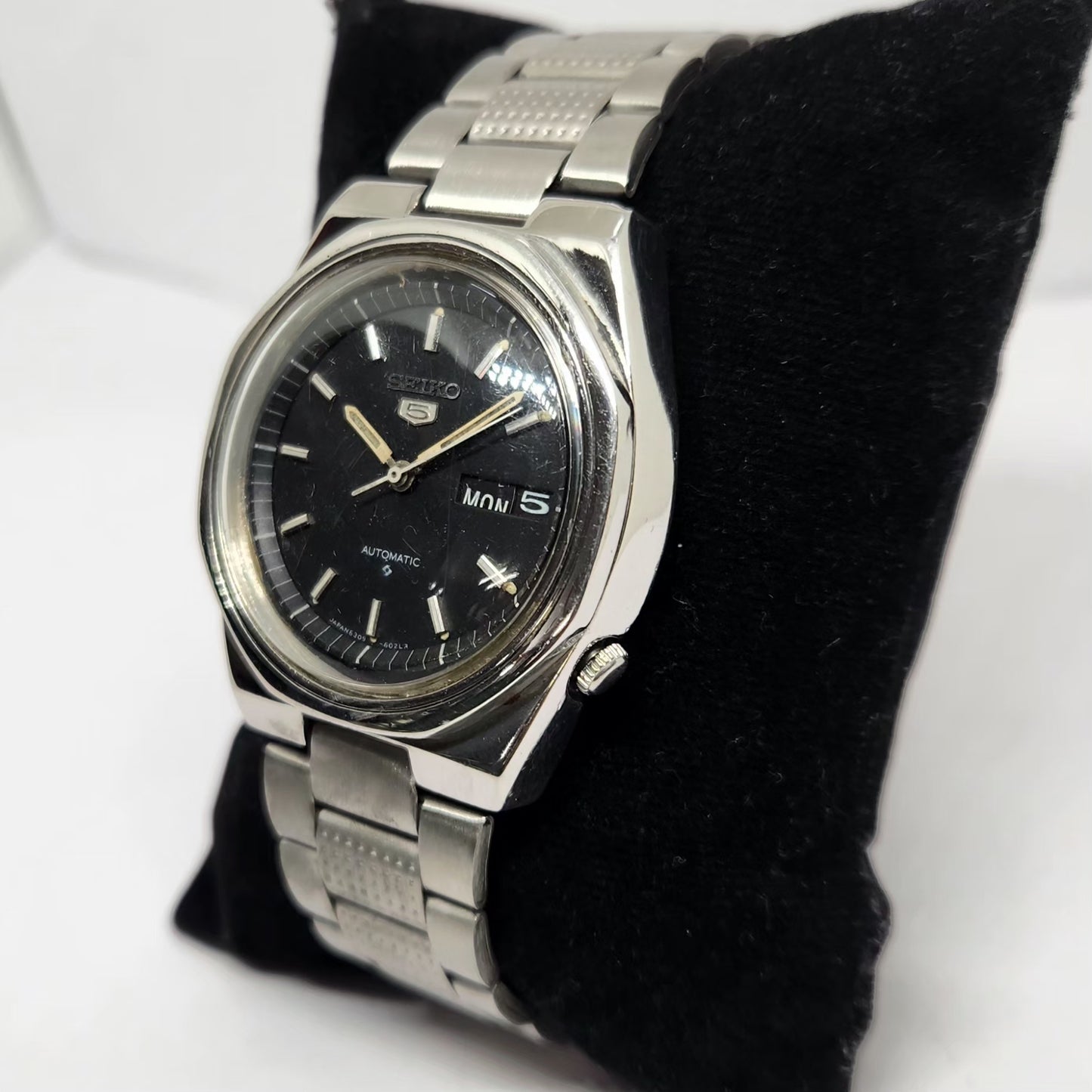 Vintage 1978 Original Seiko 5 Automatic 6309-8170 Black Face 17 Jewels Day-Date Japanese Men's Wrist Watch OG343
