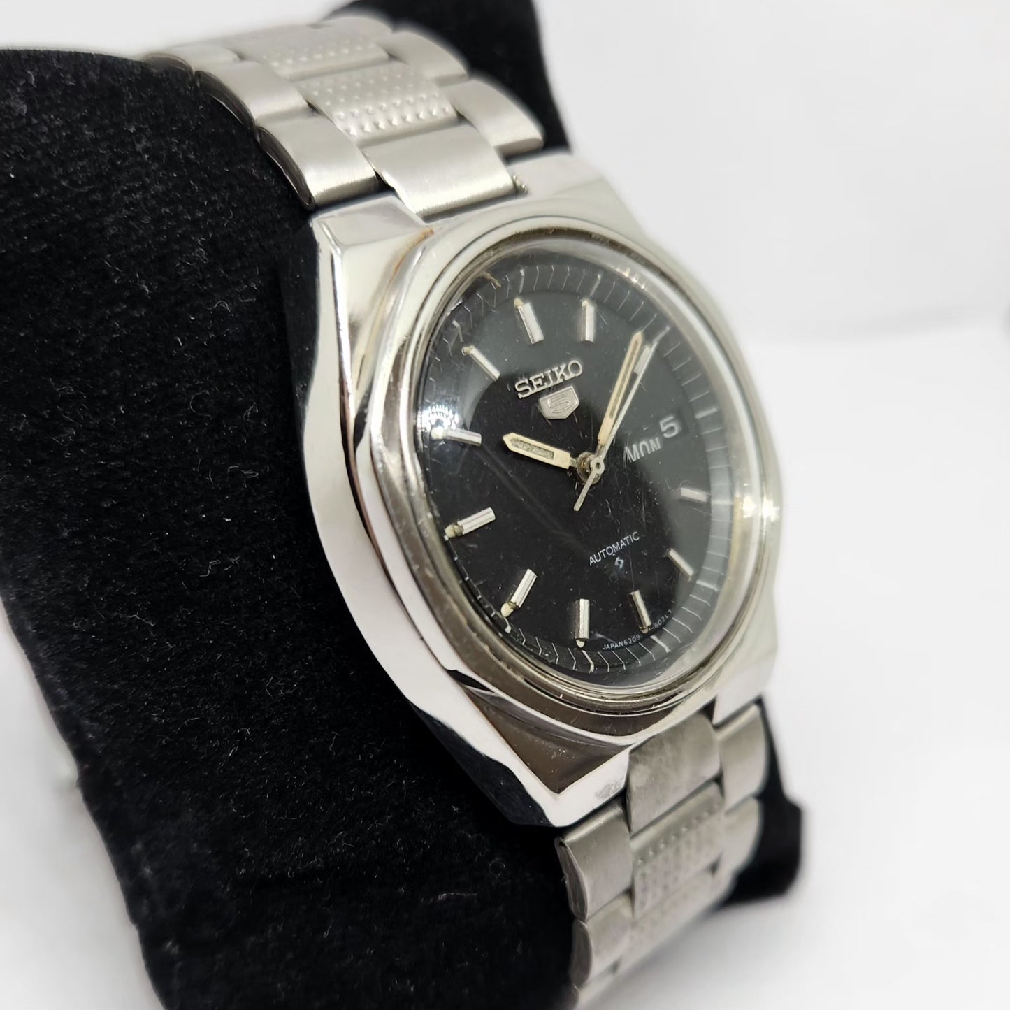 Vintage 1978 Original Seiko 5 Automatic 6309-8170 Black Face 17 Jewels Day-Date Japanese Men's Wrist Watch OG343