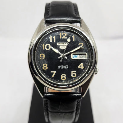 Vintage 1999 Original Seiko 5 Automatic 7S26-3160 Black Face 21 Jewels Day-Date Japanese Men's Wrist Watch OG359
