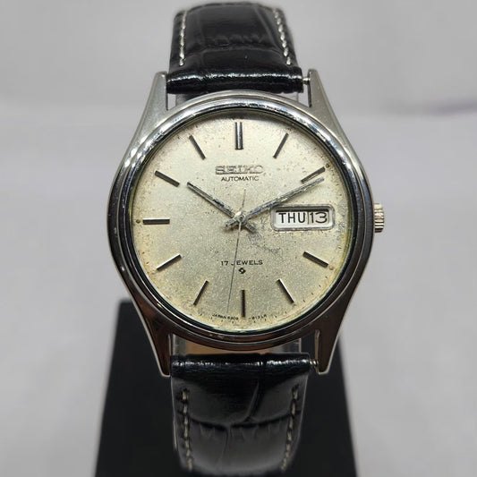 Vintage 1982 Original Seiko 5 Automatic 6349-5030 Silver Face 23 Jewels Day-Date Japanese Men's Wrist Watch OG362